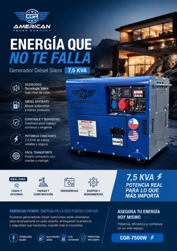 Generador Diesel Silencioso 7,5 KVA